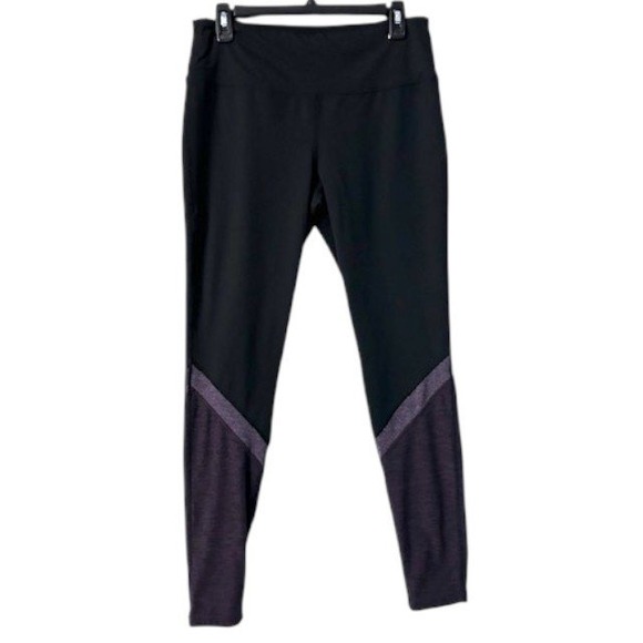 Athleta‎ Long Leggings M Black New Year New You Color Block Sporty Gym Workout - Picture 4 of 14